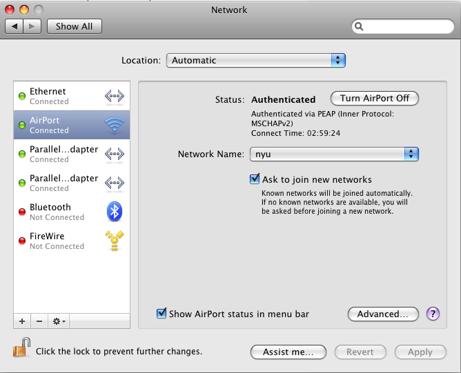 advanced button in network preferences